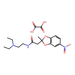 N-[2-(diethylamino)ethyl]-2-(2-methyl-5-nitro-1,3-benzodioxol-2-yl)acetamideoxalic acid structure