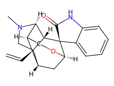 (2'S,3S)-2'-ethenyl-4'-methylspiro[1H-indole-3,7'-9-oxa-4-azatetracyclo[6.3.1.02,6.05,11]dodecane]-2-one structure