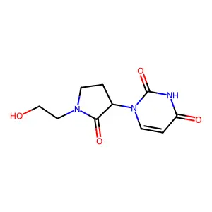 1-[1-(2-hydroxyethyl)-2-oxopyrrolidin-3-yl]pyrimidine-2,4-dione structure