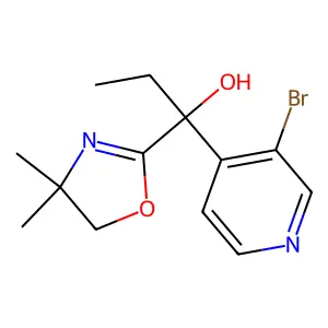 1-(3-bromo-4-pyridinyl)-1-(4,4-dimethyl-5H-1,3-oxazol-2-yl)propan-1-ol structure