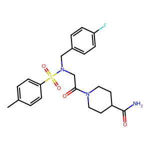 1-[2-[(4-fluorophenyl)methyl-(4-methylphenyl)sulfonylamino]acetyl]piperidine-4-carboxamide structure