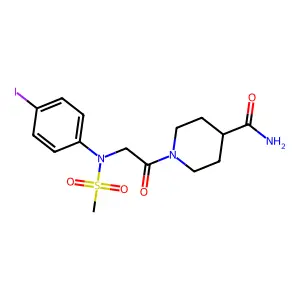 1-[2-(4-iodo-N-methylsulfonylanilino)acetyl]piperidine-4-carboxamide structure