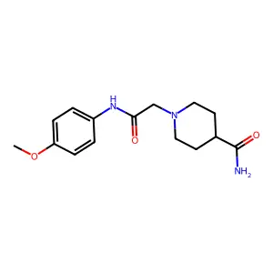 1-[2-(4-methoxyanilino)-2-oxoethyl]piperidine-4-carboxamide structure