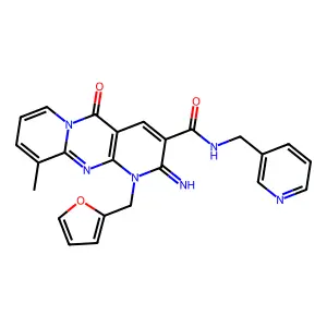 1-(2-FURYLMETHYL)-2-IMINO-10-METHYL-5-OXO-N-(3-PYRIDINYLMETHYL)-1,5-DIHYDRO-2H-DIPYRIDO[1,2-A:2,3-D]PYRIMIDINE-3-CARBOXAMIDE structure