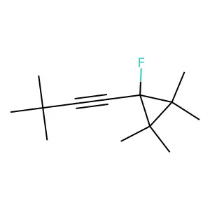 1-(3,3-dimethylbut-1-ynyl)-1-fluoro-2,2,3,3-tetramethylcyclopropane structure