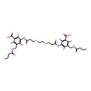 Benzoic acid, 3,3'-(ethylenebis(oxyethylenecarbonylimino))bis(5-(butyramidomethyl)-2,4,6-triiodo- structure