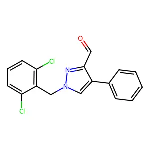 1-(2,6-dichlorobenzyl)-4-phenyl-1H-pyrazole-3-carbaldehyde structure