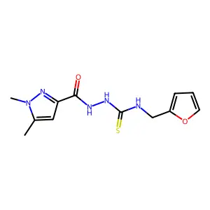1-[(1,5-dimethylpyrazole-3-carbonyl)amino]-3-(furan-2-ylmethyl)thiourea structure