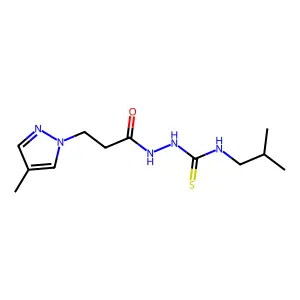 1-(2-methylpropyl)-3-[3-(4-methylpyrazol-1-yl)propanoylamino]thiourea structure