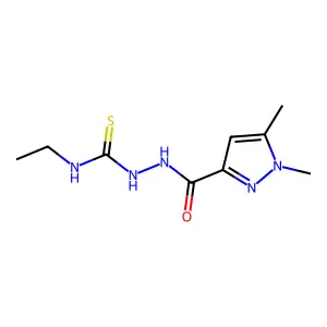 1-[(1,5-dimethylpyrazole-3-carbonyl)amino]-3-ethylthiourea structure