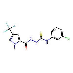 1-(3-chlorophenyl)-3-[[2-methyl-5-(trifluoromethyl)pyrazole-3-carbonyl]amino]thiourea structure