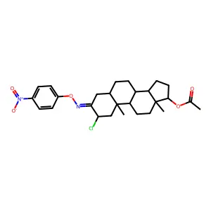 17beta-Acetyloxy-2alpha-chloro-5alpha-androstan-3-one O-(p-nitrophenyl)oxime structure