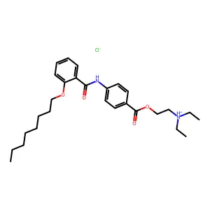 diethyl-[2-[4-[(2-octoxybenzoyl)amino]benzoyl]oxyethyl]azanium chloride structure