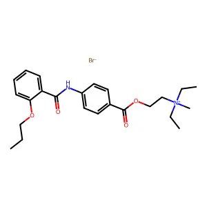 Diethylmethyl(2-(4-(2-propoxybenzamido)benzoyloxy)ethyl)ammonium bromide structure