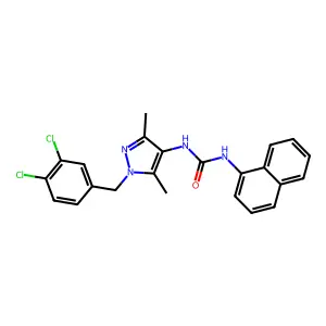 1-[1-[(3,4-dichlorophenyl)methyl]-3,5-dimethylpyrazol-4-yl]-3-naphthalen-1-ylurea structure
