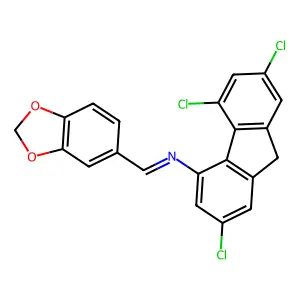 1-(1,3-benzodioxol-5-yl)-N-(2,5,7-trichloro-9H-fluoren-4-yl)methanimine structure