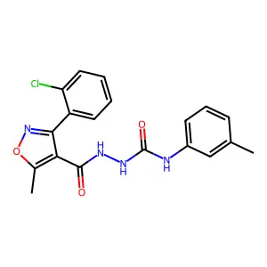 1-[[3-(2-chlorophenyl)-5-methyl-1,2-oxazole-4-carbonyl]amino]-3-(3-methylphenyl)urea structure