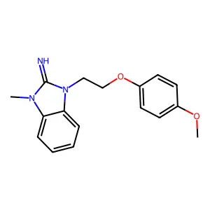 1-[2-(4-methoxyphenoxy)ethyl]-3-methyl-1,3-dihydro-2H-benzimidazol-2-imine structure