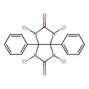 1,3,4,6-tetrachloro-3a,6a-diphenylimidazo[4,5-d]imidazole-2,5-dione structure