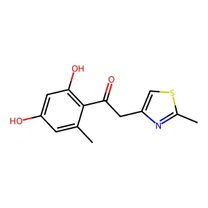 1-(2,4-dihydroxy-6-methylphenyl)-2-(2-methyl-1,3-thiazol-4-yl)ethanone structure