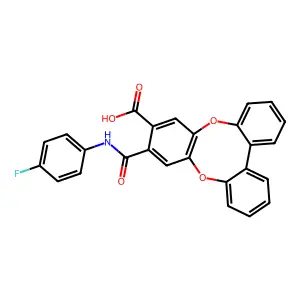 12-[(4-fluorophenyl)carbamoyl]-8,15-dioxatetracyclo[14.4.0.02,7.09,14]icosa-1(20),2,4,6,9(14),10,12,16,18-nonaene-11-carboxylic acid structure