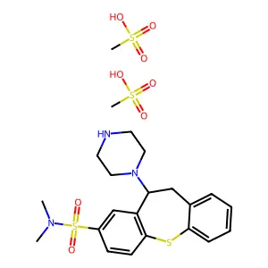 N,N-dimethyl-5-piperazin-1-yl-5,6-dihydrobenzo[b][1]benzothiepine-3-sulfonamidemethanesulfonic acid structure