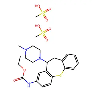 ethyl N-[5-(4-methylpiperazin-1-yl)-5,6-dihydrobenzo[b][1]benzothiepin-3-yl]carbamatemethanesulfonic acid structure