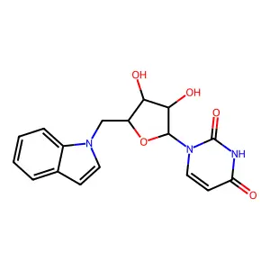 1-[3,4-dihydroxy-5-(indol-1-ylmethyl)oxolan-2-yl]pyrimidine-2,4-dione structure