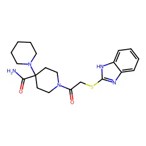 1'-[(1H-benzimidazol-2-ylthio)acetyl]-1,4'-bipiperidine-4'-carboxamide structure