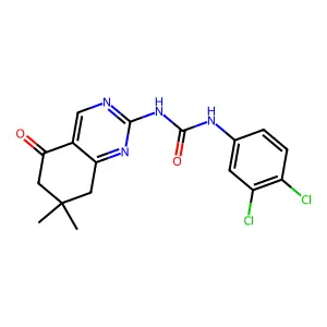 1-(3,4-dichlorophenyl)-3-(7,7-dimethyl-5-oxo-5,6,7,8-tetrahydroquinazolin-2-yl)urea structure