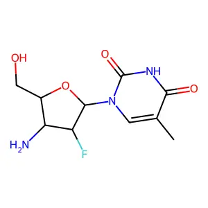 1-[(2R,3R,4R,5S)-4-amino-3-fluoro-5-(hydroxymethyl)oxolan-2-yl]-5-methylpyrimidine-2,4-dione structure