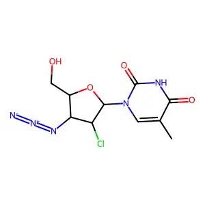1-[(2R,3R,4R,5S)-4-azido-3-chloro-5-(hydroxymethyl)oxolan-2-yl]-5-methylpyrimidine-2,4-dione structure