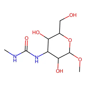 1-[3,5-dihydroxy-2-(hydroxymethyl)-6-methoxyoxan-4-yl]-3-methylurea structure