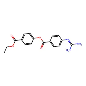 (4-ethoxycarbonylphenyl) 4-(diaminomethylideneamino)benzoate structure