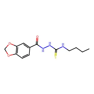 1-(1,3-benzodioxole-5-carbonylamino)-3-butylthiourea structure