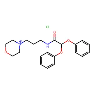 N-(3-morpholin-4-ium-4-ylpropyl)-2,2-diphenoxyacetamide chloride structure
