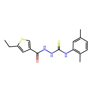 1-(2,5-dimethylphenyl)-3-[(5-ethylthiophene-3-carbonyl)amino]thiourea structure