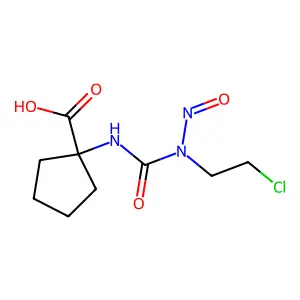 1-[[2-chloroethyl(nitroso)carbamoyl]amino]cyclopentane-1-carboxylic acid structure