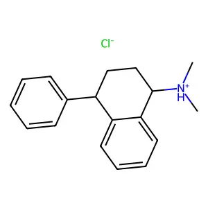 dimethyl-[(1S,4S)-4-phenyl-1,2,3,4-tetrahydronaphthalen-1-yl]azanium chloride structure