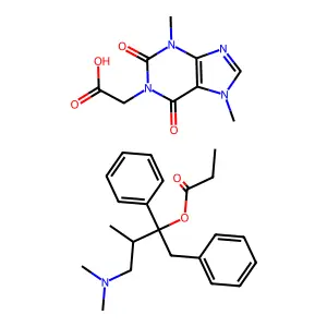 Propoxyphene 1-carboxymethyl-3,7-dimethylxanthine structure