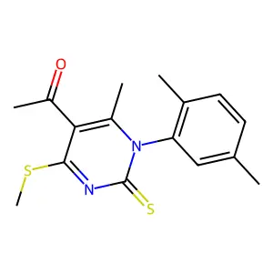 1-[1-(2,5-dimethylphenyl)-6-methyl-4-(methylsulfanyl)-2-thioxo-1,2-dihydropyrimidin-5-yl]ethanone structure