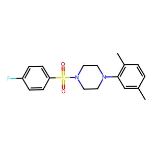 1-(2,5-dimethylphenyl)-4-[(4-fluorophenyl)sulfonyl]piperazine structure