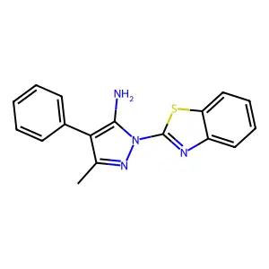 1-(1,3-benzothiazol-2-yl)-3-methyl-4-phenylpyrazol-5-amine structure