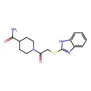 1-[(1H-benzimidazol-2-ylsulfanyl)acetyl]piperidine-4-carboxamide structure