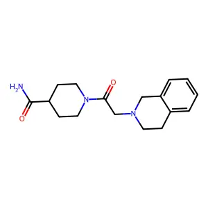1-(3,4-dihydroisoquinolin-2(1H)-ylacetyl)piperidine-4-carboxamide structure