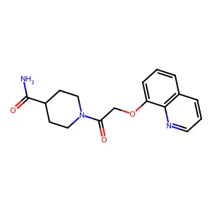 1-(2-(8-quinolyloxy)acetyl)piperidine-4-carboxamide structure