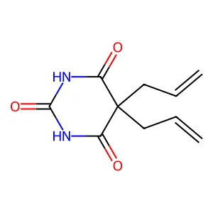 InChI=1/C10H12N2O3/c1-3-5-10(6-4-2)7(13)11-9(15)12-8(10)14/h3-4H,1-2,5-6H2,(H2,11,12,13,14,15 structure