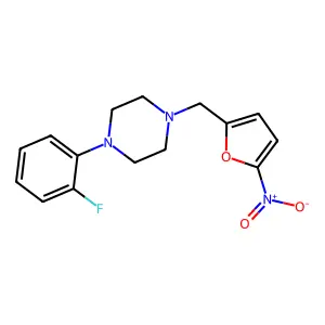 1-(2-fluorophenyl)-4-[(5-nitrofuran-2-yl)methyl]piperazine structure