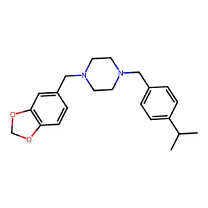 1-(1,3-benzodioxol-5-ylmethyl)-4-[(4-propan-2-ylphenyl)methyl]piperazine structure