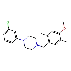 1-(3-chlorophenyl)-4-[(4-methoxy-2,5-dimethylphenyl)methyl]piperazine structure